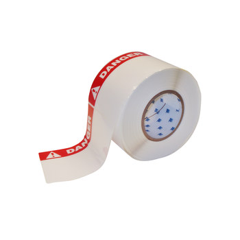 Imágen de Brady Negro/Rojo sobre blanco Poliéster Transferencia térmica THTEL-25-483-1-DA Rollo de etiquetas para impresora de transferencia térmica troquelado (Imagen principal del producto)