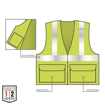Ergodyne Glowear 8225HL Chaleco de alta visibilidad 21187 - tamaño 2EG/3EG - Poliéster - Lima de alta visibilidad - ANSI clase 2
