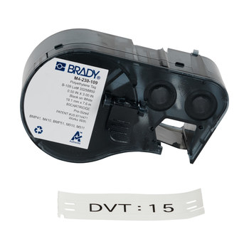 Brady M4-230-109 Cartuchos para impresora de transferencia térmica troquelados - 0.5 pulg. x 3 pulg. - Polietileno - Negro sobre blanco - B-109