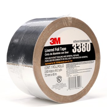 3M 3380 Cinta de aluminio - 72 mm Anchura x 45 m Longitud - 3.25 mil espesor total - 97421