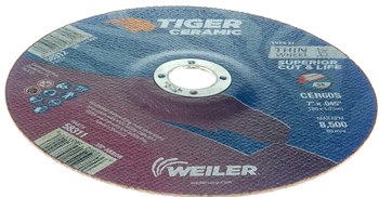 Weiler Tiger Ceramic Rueda de corte 58311 - Tipo 27 - rueda de centro hundido - 7 pulg. - Cerámico - 60 - S