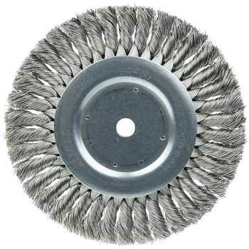 Weiler 08395 Wheel Brush - 8 in Dia - Knotted - Standard Twist Stainless Steel Bristle