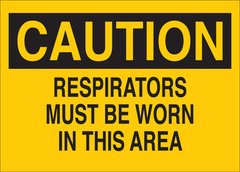 Imágen de Brady B-120 Poliéster reforzado con fibra de vidrio Rectángulo Amarillo Inglés Cartel de respirador 122847 (Imagen principal del producto)
