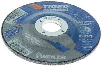 Weiler Tiger Aluminum Disco de corte y esmerilado 58215 - 4-1/2 pulg - A/O óxido de aluminio AO - 30 - T