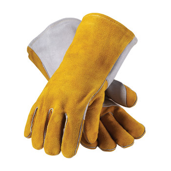 PIP 73-7150 Marrón/Gris Grande Cuero Dividir Cuero vacuno Guante para soldadura - Longitud 13.5 pulg. - 616314-10538