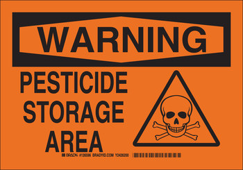 Imágen de Brady B-555 Aluminio Rectángulo Naranja Inglés Cartel de almacenamiento de plaguicidas 126594 (Imagen principal del producto)