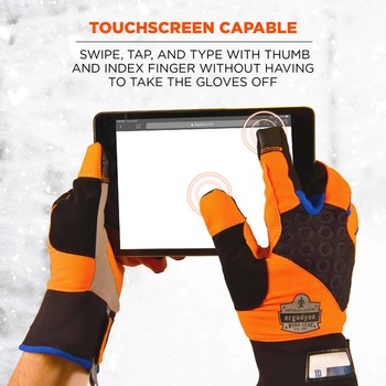 Ergodyne ProFlex 818WP Naranja de alta vis. Grande Neopreno Guantes para condiciones frías - Insulación Thinsulate - 720476-17394