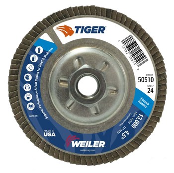 Weiler Tiger Tipo 29 - Zirconia - 4 1/2 pulg. - 24 - Muy áspero - 50510