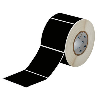 Brady THT-161-8591-1-BK Rollo de etiquetas troqueladas para impresoras - 4 pulg. x 4 pulg. - Poliéster - Negro - B-8591