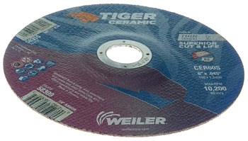 Weiler Tiger Ceramic Rueda de corte 58309 - Tipo 27 (centro hundido) - 6 pulg. - Cerámico - 60
