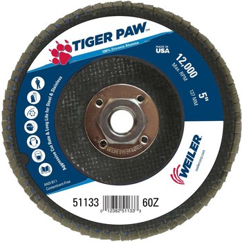 Weiler Tiger Paw Tipo 29 - Zirconia - 5 pulg. - 60 - Mediano - 51133