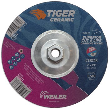 Weiler Tiger Ceramic Disco esmerilador 58332 - 7 pulg. - Cerámico - 24 - R