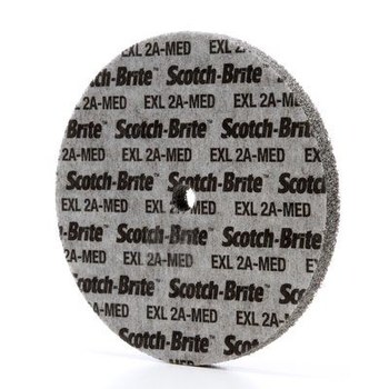 3M Scotch-Brite Unificado Óxido de aluminio Suave Rueda de desbaste - Mediano grado - Accesorio Eje - Diámetro 6 pulg. - Agujero Central 1/2 pulg. - Grosor 1/2 pulg. - 15534