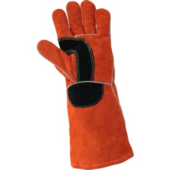 Global Glove Rojizo Universal Cuero Dividir Cuero vacuno Guantes para soldadura - Pulgar tipo ala - Longitud 16 pulg. - 1200-16