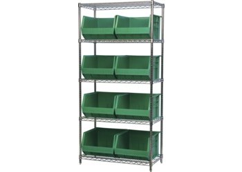 Imagen de Akro-mils AWS183630270 Akrobin 2000 lb Ajustable Verde Cromo Acero Abierto Ajustable Sistema de estantería fijo (Imagen principal del producto)
