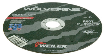 Weiler Wolverine Rueda de corte 56273 - Tipo 1 - Rueda recta - 6 pulg. - Óxido de aluminio - 60 - T
