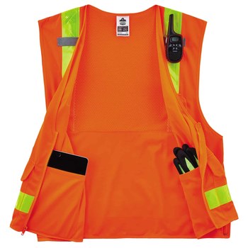 Ergodyne Glowear 8250ZHG Chaleco de alta visibilidad 21433 - tamaño Pequeño/Mediano - Poliéster - Naranja de alta visibilidad - ANSI clase 2