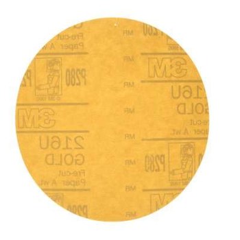 3M Hookit Recubierto Óxido de aluminio Amarillo Disco de velcro - Óxido de aluminio - 6 pulg. - P280 - Grueso - 00976
