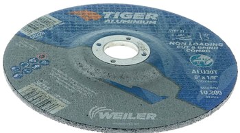 Weiler Tiger Aluminum Disco de corte y esmerilado 58219 - 6 pulg. - A/O óxido de aluminio AO - 30 - T
