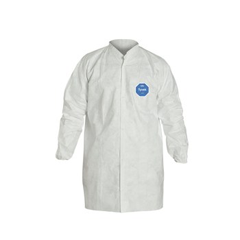 Dupont TY216S WH Blanco Grande Tyvek 400 Bata de laboratorio reutilizable para trabajo y uso general - TY216S WH LG