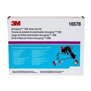 3M Accuspray 16578 Kit de pistola rociadora Incluye 1 pistola rociadora Accuspray, 1 válvula de control de aire, Cabezal de atomización de 1.4 mm, Cabezal de atomización de 1.8 mm, Cabezal de atomización de 2.0 mm, Soporte de pistola pulverizadora apto para montaje