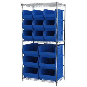 Imagen de Akro-mils AWS24360SAB Akrobin 2000 lb Ajustable Azul Cromo Acero Abierto Ajustable Sistema de estantería fijo (Imagen principal del producto)