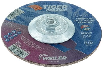 Weiler Tiger Ceramic Disco de corte y esmerilado 58320 - 6 pulg. - Cerámico - 30 - T