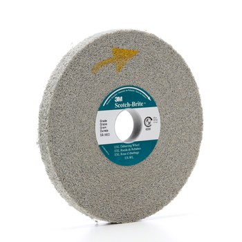 3M Scotch-Brite Convoluto Óxido de aluminio Mediano Rueda de desbaste - Mediano grado - Accesorio Eje - Diámetro 6 pulg. - Agujero Central 1 pulg. - Grosor 1/2 pulg. - 13616