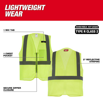 Milwaukee Chaleco de seguridad reflectante 48-73-2242 - tamaño Grande/XG - Poliéster - Amarillo de alta vis. - ANSI clase 2, tipo R - 83228