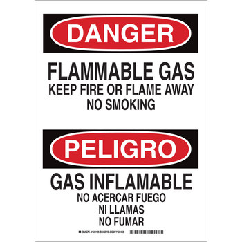 Imágen de Brady B-555 Aluminio Rectángulo Blanco Inglés/Español Cartel de material inflamable 124124 (Imagen principal del producto)
