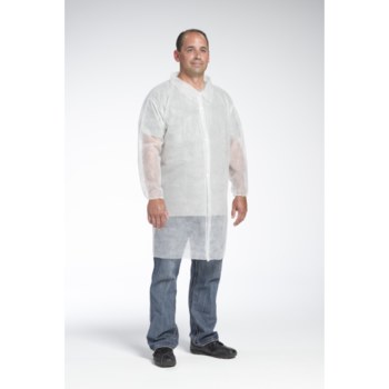 Imágen de West Chester 3512 Blanco Grande Polipropileno Bata de laboratorio reutilizable para trabajo y uso general (Imagen principal del producto)