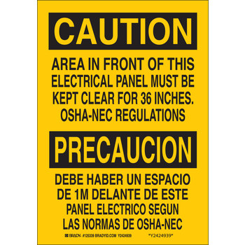 Imágen de Brady B-555 Aluminio Rectángulo Amarillo Inglés/Español Cartel de seguridad eléctrica 125340 (Imagen principal del producto)