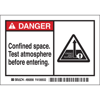 Imágen de Brady Negro/Rojo sobre blanco Rectángulo Laminado Poliéster 86898 Etiqueta de área peligrosa (Imagen principal del producto)
