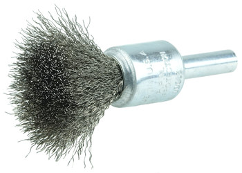 Weiler Acero inoxidable Cepillo de copa - Accesorio Vástago sin rosca - Diámetro 1/2 pulg. - Diámetro de la cerda 0.010 pulg. - Material de la copa: estándar - 10014
