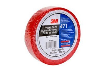3M 471 IW Rojo Cinta de marcado - 1 pulg. Anchura x 36 yd Longitud - 5.2 mil Espesor - Un solo lado Adhesiva - 56882