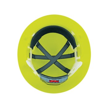 Bullhead Safety Clase E Casco HH-F1-YG - 6 puntos Trinquete suspensión - Amarillo/verde de alta visibilidad - 29195