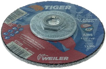 Weiler Tiger 2.0 Disco de corte y esmerilado 57100 - 4-1/2 pulg - Óxido de aluminio - 24 - R