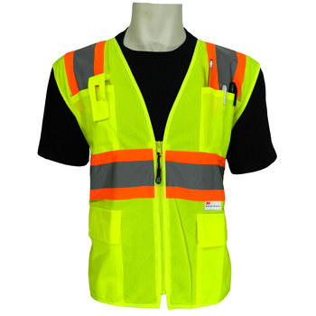 Imágen de Global Glove Frogwear GLO-003 Lima fluorescente/Naranja Grande Poliéster Malla/Sólido Chaleco de alta visibilidad (Imagen principal del producto)