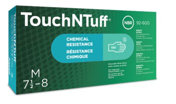 Ansell TouchNTuff TNT 92-600 Verde Grande (8.5 - 9) Nitrilo Guantes desechables - Grado Alimento - acabado Liso - Longitud 9 1/2 pulg. - 076490-85836