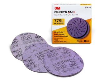 3M Hookit Cubitron II Clean Sanding Recubierto Grano Cerámico de Precisión Morada Película disco Multi Pack - Grano Cerámico de Precisión - 5 pulg. - 240+, 320+, 400+ - 87435