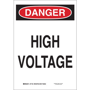Imágen de Brady B-120 Poliéster reforzado con fibra de vidrio Rectángulo Blanco Inglés Cartel de seguridad eléctrica 122788 (Imagen principal del producto)