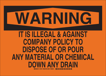 Imágen de Brady B-555 Aluminio Rectángulo Naranja Inglés Señal de eliminación de productos químicos 16137 (Imagen principal del producto)