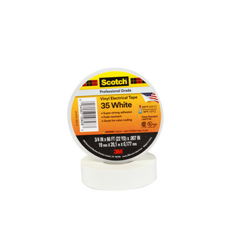 3M Scotch 35 Blanco Cinta aislante - 3/4 pulg. x 66 pies - Grosor 7 mil - 10828