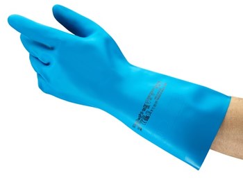 Ansell AlphaTec 37-501 Azul 9.5 Nitrilo No compatible Guantes resistentes a productos químicos - Longitud 13 pulg. - 076490-13479