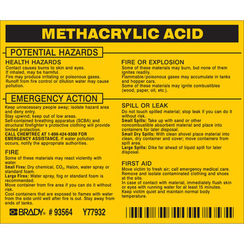 Imágen de Brady Negro sobre amarillo Rectángulo Vinilo 93564 Etiqueta de material peligroso (Imagen principal del producto)