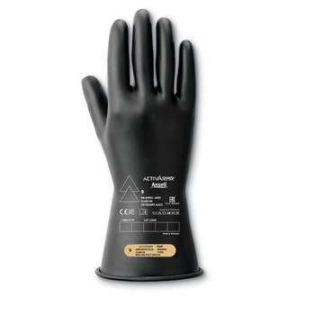 Ansell Marigold Industrial Negro 9.5 Látex Caucho natural Caucho natural Guantes de mecánico - A granel - Longitud 11 pulg. - 076490-23721