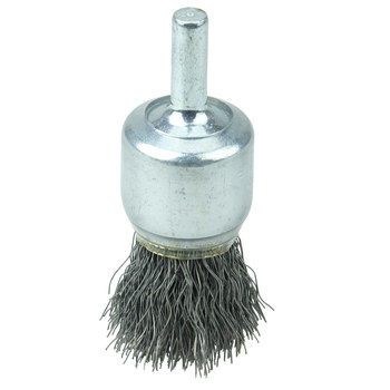 Weiler Acero Cepillo de copa - Accesorio Vástago sin rosca - Diámetro 3/4 pulg. - Diámetro de la cerda 0.010 pulg. - Material de la copa: recubierto - 11004