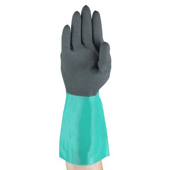 Ansell AlphaTec ANSELL GRIP™ B58-535 Mar verde/antracita gris 11 Nitrilo Apoyado Guante resistente a productos químicos - acabado Áspero - Longitud 14 pulg. - 076490-23823