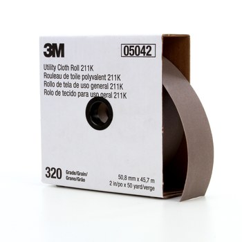 3M Rollo 05042 - 2 pulg. x 50 yd - Óxido de aluminio - 320 - Extrafino