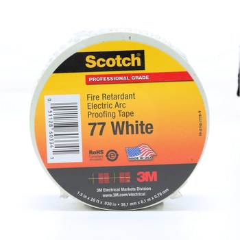 3M Scotch 77 White-1-1/2x20 ft Blanco Cinta aislante - 1 1/2 pulg. x 20 pies - Grosor 30 mil - 60334